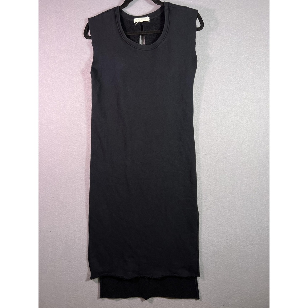 Joah Brown Tank Dress Womens S/M Black French Terry Side Slit Long Maxi Casual
